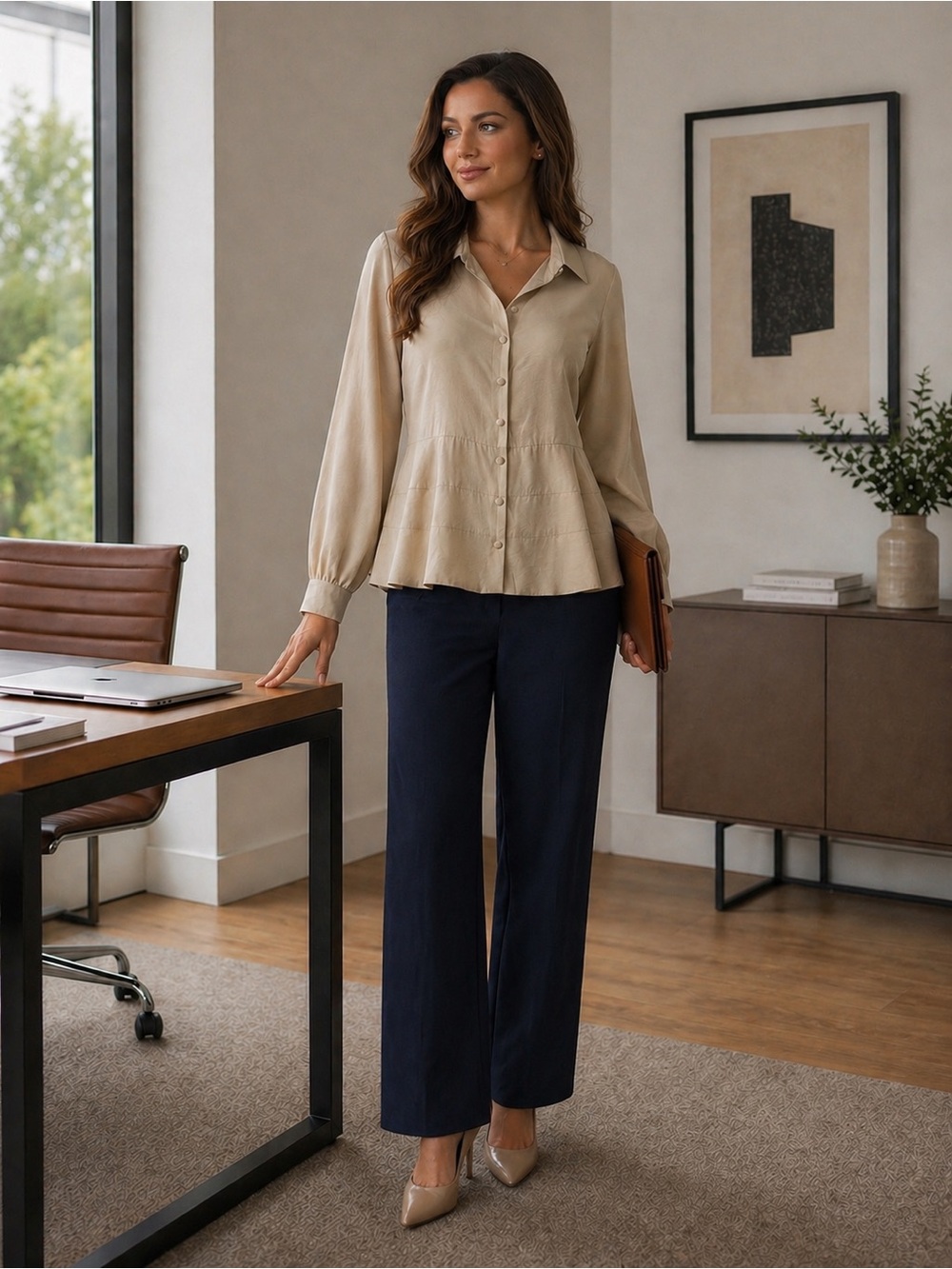 NWT Pomander Place Tuckernuck Tiered Button-Down Peplum Top – Size L